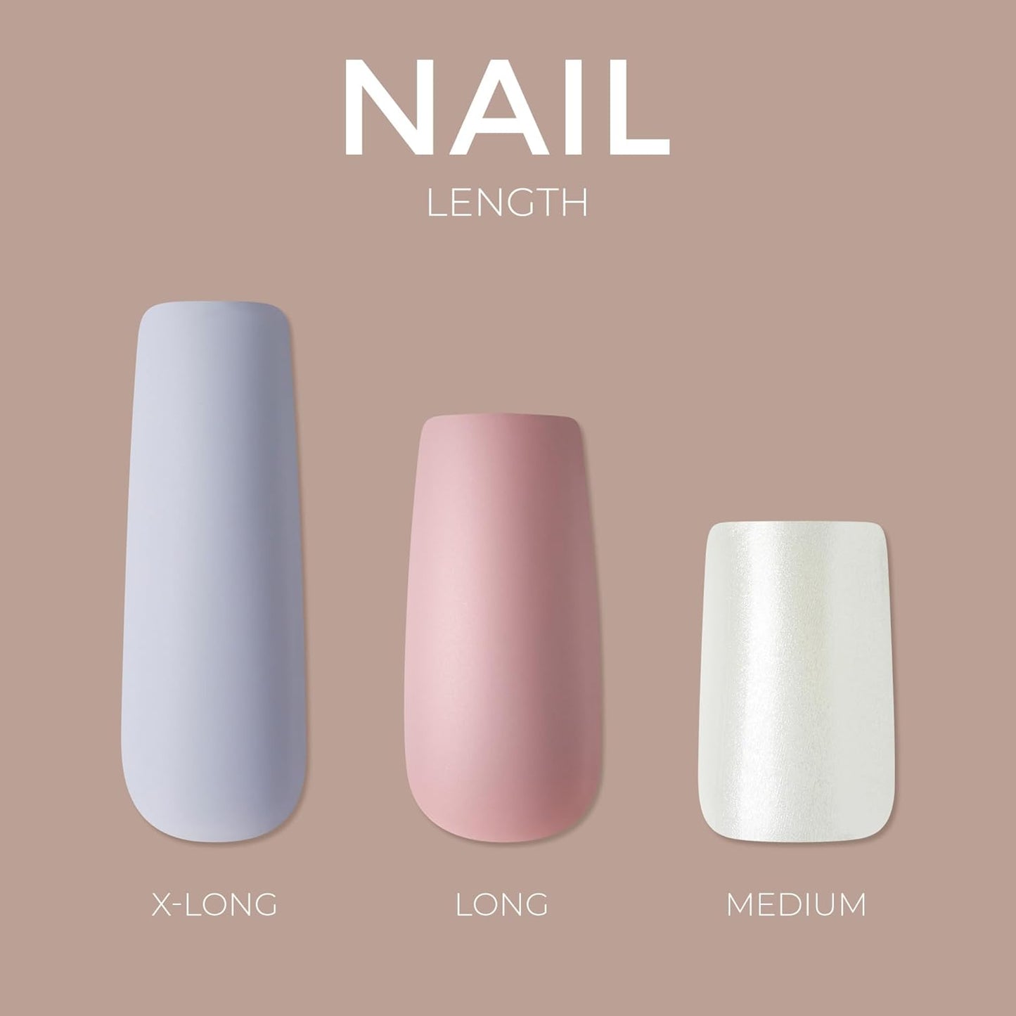 KISS Gel Fantasy Press-On Nails - Beige Coffin Shape, Long Size | Includes 28 Nails & Nail Glue