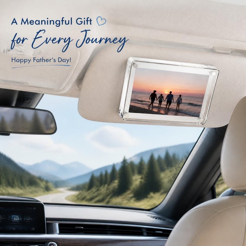 BST3CBABY 2 Pack Crystal Clear Car Visor Photo Frame for Polaroid Pictures, G-Force Magnetic Clip Holder That Won't Yellow or Slide, Personalized Car Accessory Gift