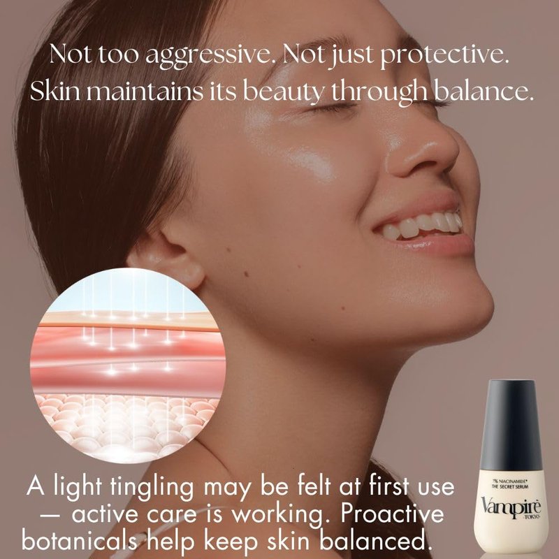Vampire The Secret Serum, Vampire TOKYO Niacinamide Serum, Hali, Gloss, Moisturizing Care, Supports Dry Skin, Transparency, CICA Retinol Formulated, Made in Japan, Japanese Cosmetics