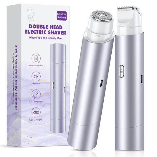 Dual Head Face Body Groomer Shaver Body Hair Trimmmer, IPX7 Womens Trimmer