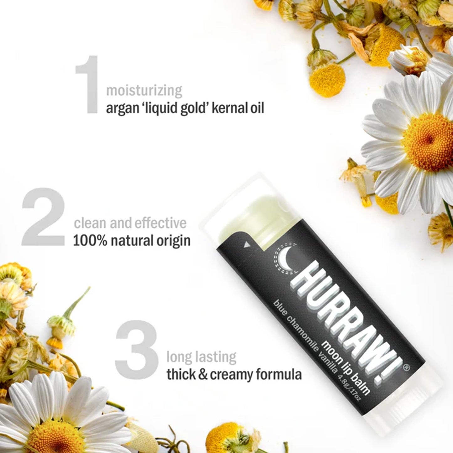 Hurraw! Moon Night Treatment (Blue Chamomile, Vanilla) Lip Balm, 5 Pack: Organic, Certified Vegan, Cruelty and Gluten Free. Non-GMO, 100% Natural Ingredients. Bee, Shea, Soy and Palm Free. Made in USA
