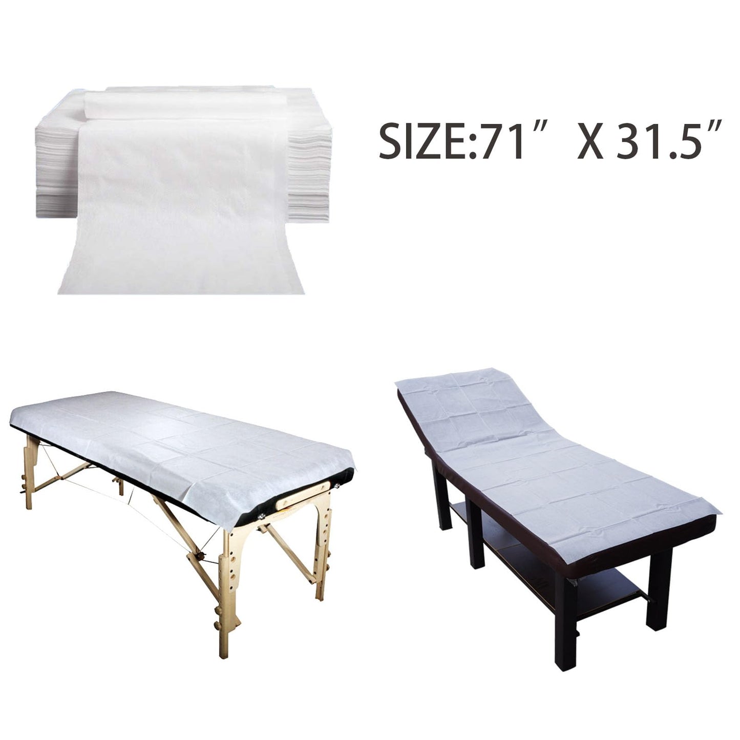 100pcs Disposable Bed Sheets, 31" x 71" For Massage Table - Pure White Non-Woven Fabric, Clean, Breathable & Soft, Gentle On Skin, For Disposable Sheets Massage Table Massage Beauty Tattoos