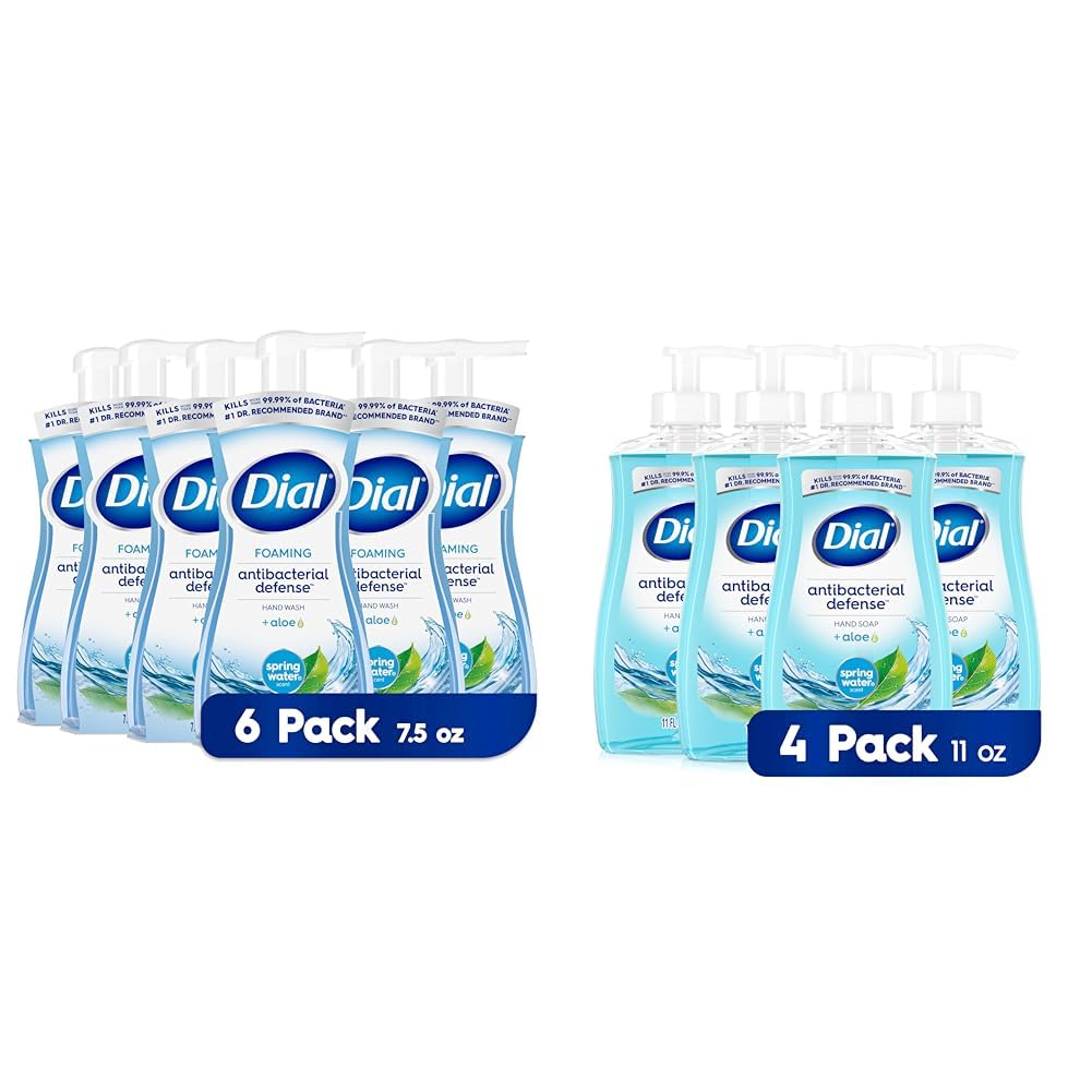 Dial Antibacterial Foaming Hand Wash & Liquid Soap Set | Spring Water, 7.5 fl oz & 11 fl oz