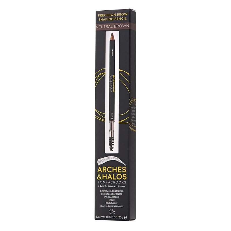 Arches & Halos Precision Brow Shaping Pencil - Double Sided Eyebrow Filler and Spoolie Brush - Creamy Texture for Shaping and Defining With Ease - Vegan, Cruelty Free - Neutral Brown - 0.070 oz