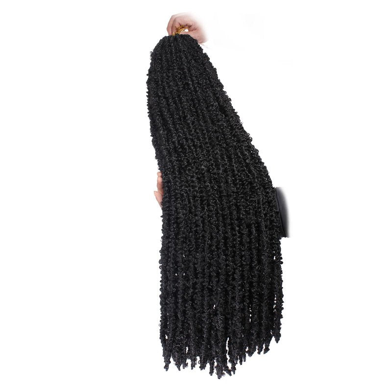 ZRQ 36 Inch Long Butterfly Locs Crochet Hair 6 Packs Pre-looped Black Distressed Locs Goddess Soft Locs Crochet Braids Synthetic Boho Locs Hair Extensions For Women 1B#