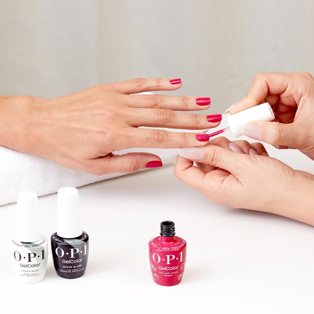 OPI GelColor Follow Your Heart | Opaque Bright Pink Crème UV Cure Gel Nail Polish | Hello Kitty Limited Edition Collection