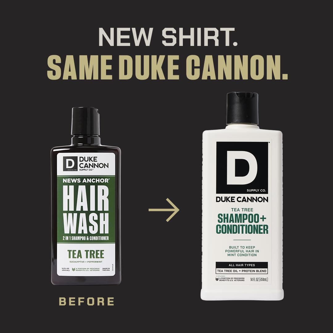 Duke Cannon Supply Co. 2-in-1 Tea Tree Hair Wash & Midnight Swim Body Wash Bundle - Masculine Scent - Gentle Cleansing Hair Wash - Deep Cleaning Body Wash - Midnight Swim/Tea Tree 2-1