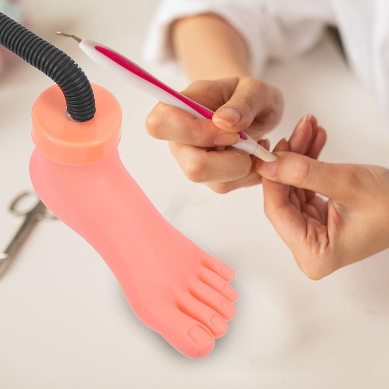 FRCOLOR Nail Art Practice Foot Model 12.99X5.11X3.14In Soft Silicone Pedicure Training Tool with Insertable Nail Tips Lightweight Mannequin for Manicure Skill Development