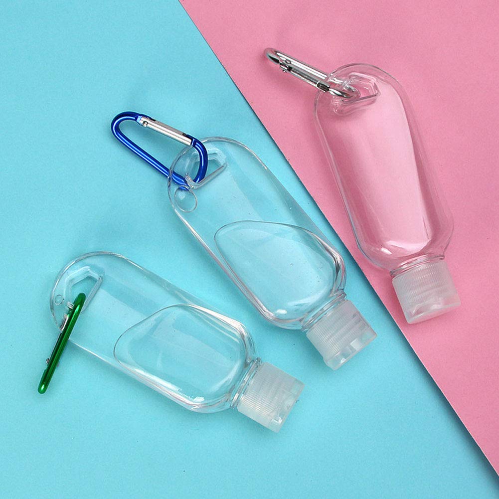 50 Pack Travel Plastic Clear Keychain Bottles,2 oz Leakproof Refillable Empty Bottles Portable Liquid Squeeze Container Flip Cap (50pc)
