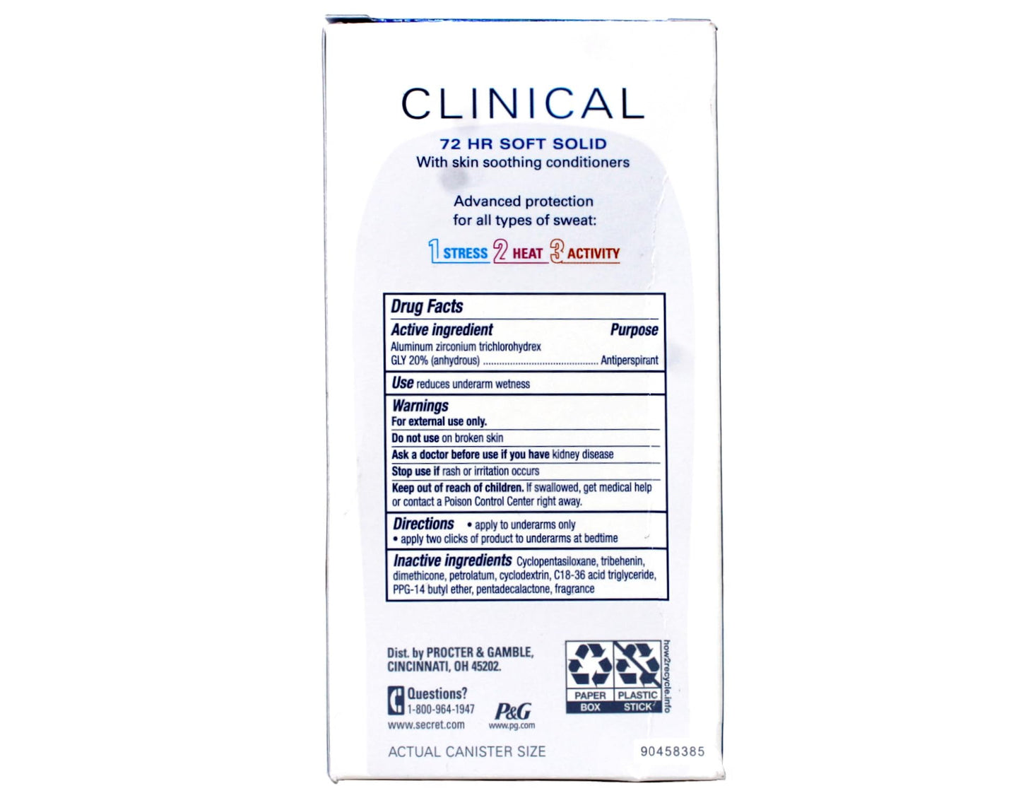 Secret Clinical Strength Soft Solid Sensitive Unscented Deodorant, 1.6 oz (Pack of 3)
