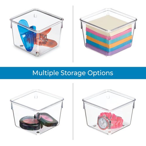 iDesign Linus Kitchen Drawer Organizer for Utensils, Gadgets, Tools - 4" x 4" x 3", Clear
