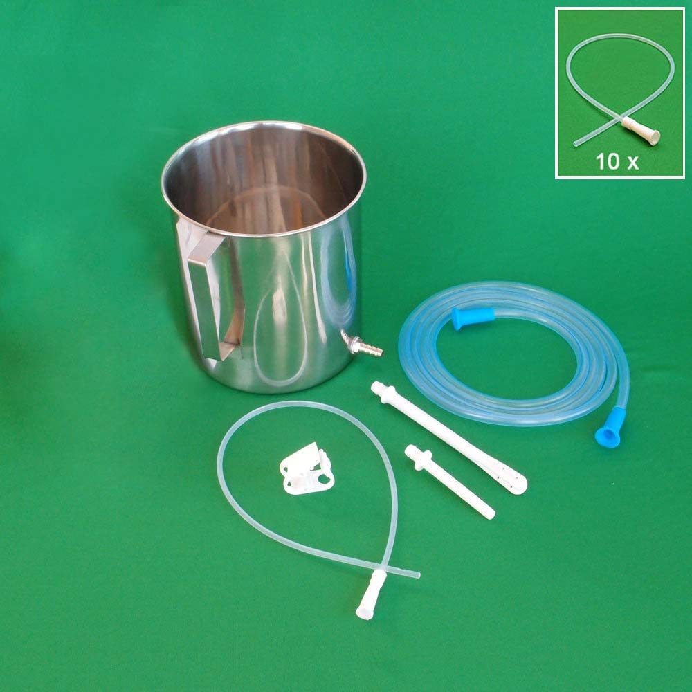 HealthAndYoga™ Combo Superior 2 Quart Stainless Steel Enema Kit - Medical Grade Tubings