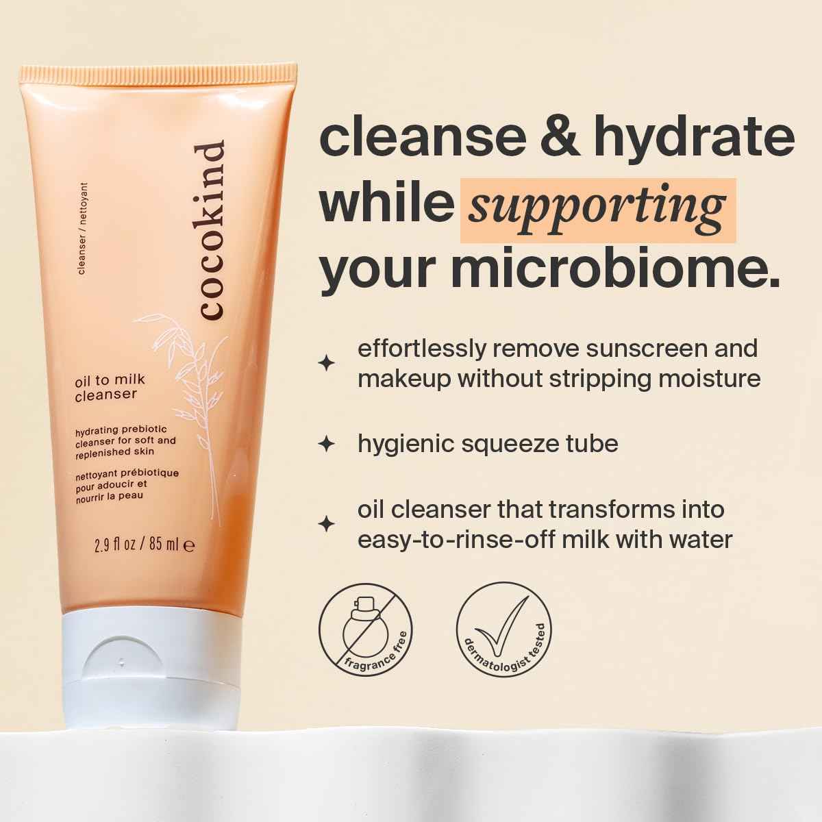 Cocokind Oil to Milk Face Wash, Oil Based Cleanser and Oil Makeup Remover - Cleansing Oil, Cleansing Milk and Cream Cleanser for Face