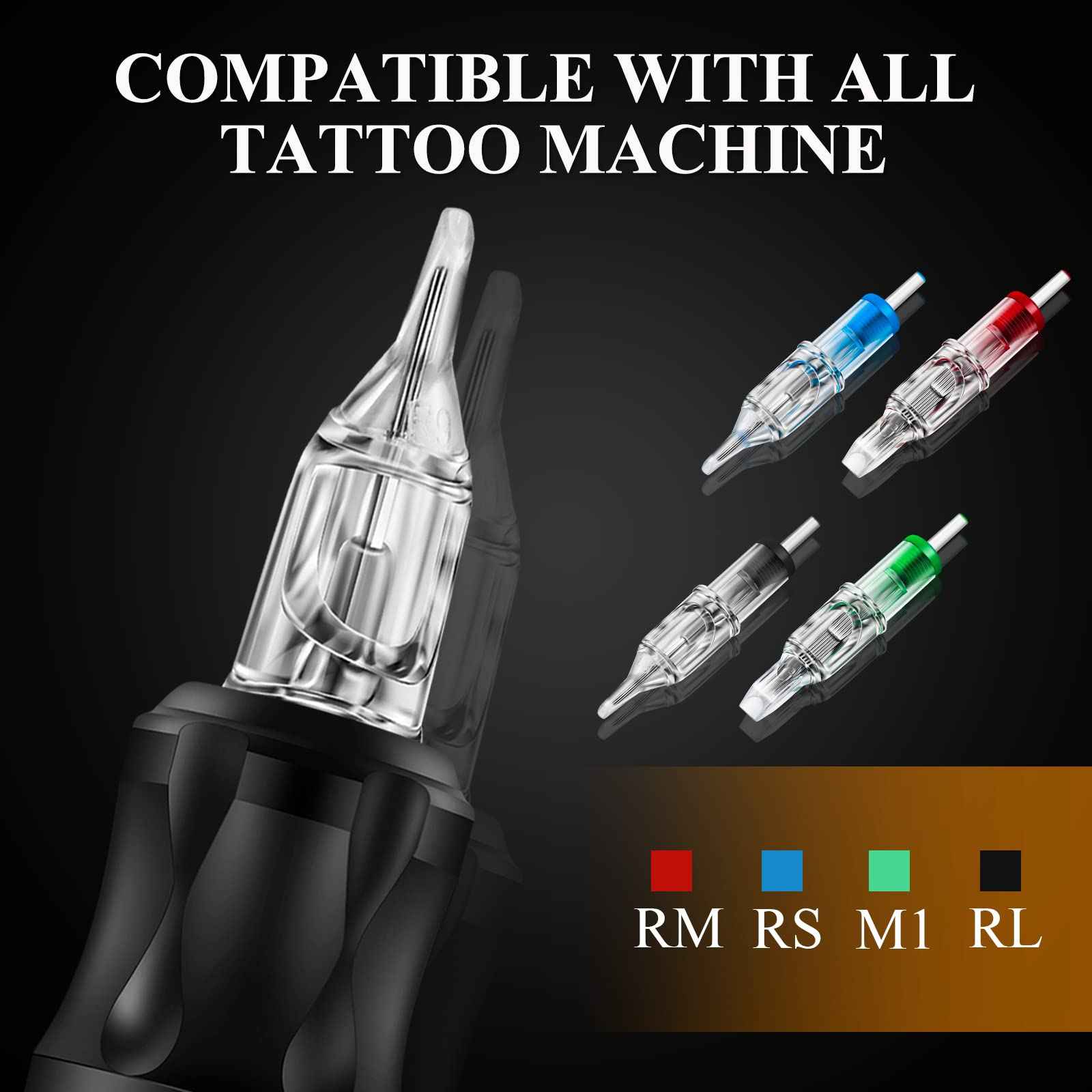 Tattoo Cartridge Needles - 40Pcs Mixed Sizes Tattoo Needles Cartridge Round Shader 3RS 5RS 7RS 9RS for Tattoo Kit and Tattoo Artists