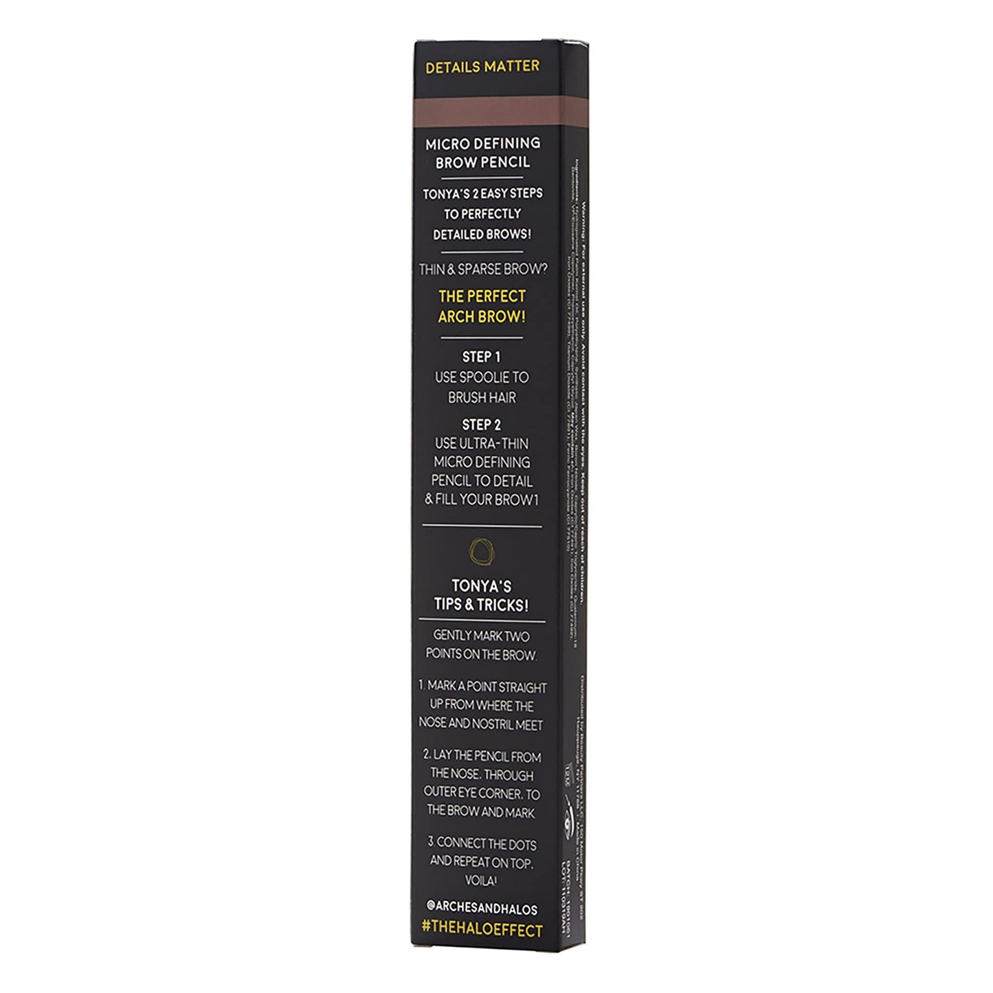 Arches & Halos Micro Defining Brow Pencil - Get Fuller and More Defined Brows - Long-Lasting, Smudge Proof, Rich Color - Dual Ended Pencil with Brush - Vegan and Cruelty Free - Warm Brown, 0.08 g