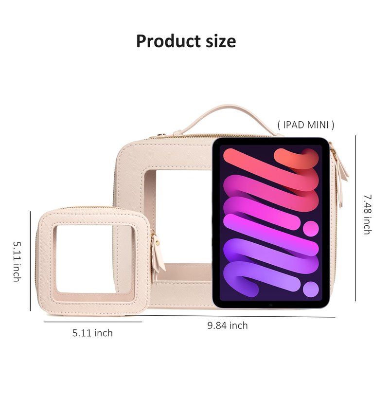 LETGO Clear Makeup Bags Set - TSA Approved Toiletry Bag with Handle Large Opening, Clear Toiletry Bag Pouch for Traveling Travel Car Orangizer Storage Accessories Essentials (Mini+Large Dark Skin)