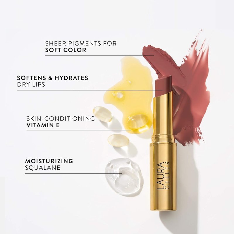 Laura Geller Jelly Balm Tinted Lip Color - Cocoa-Motion | Hydrating Vitamin E, Semi-Shine Finish