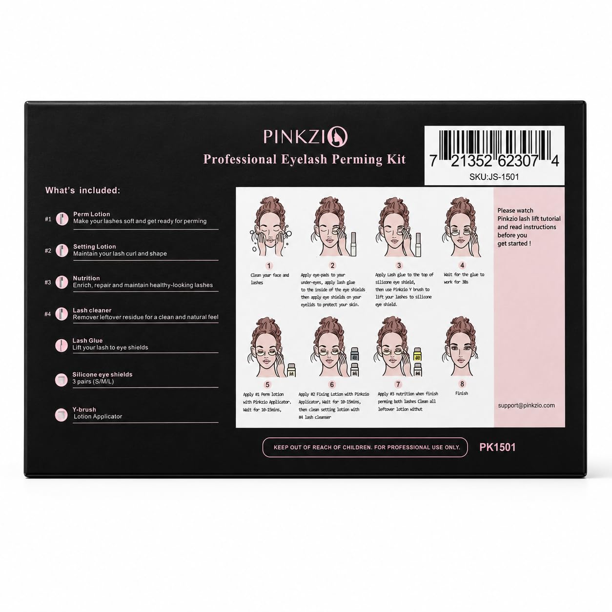 PINKZIO Lash Lift Kit Eyelash Perm Kit, Professional Eyelash Lash Curling, Semi-Permanent Curling Perming Suitable For Salon, Pink