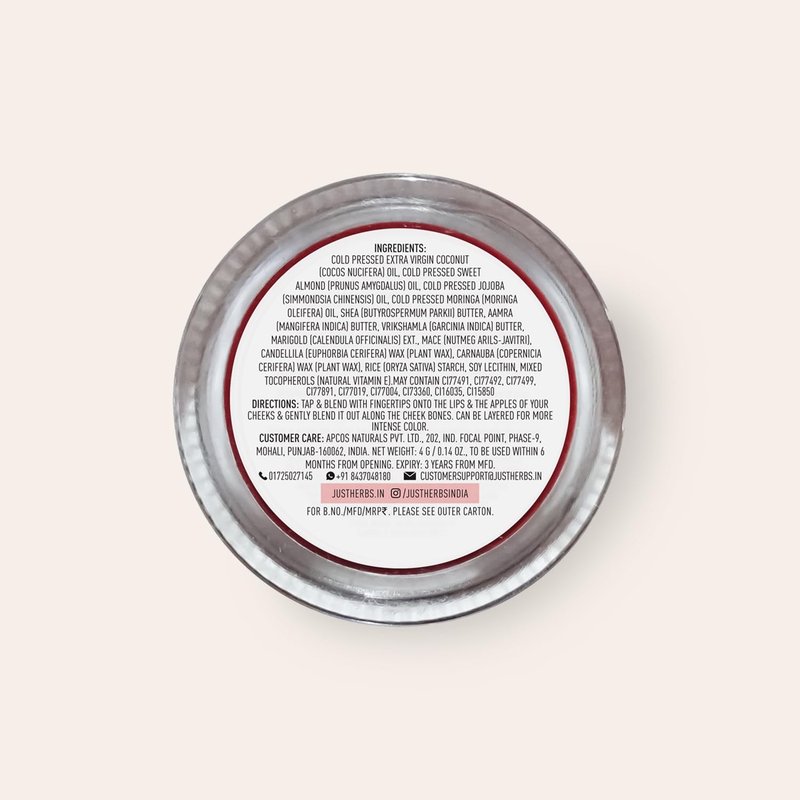 Just Herbs Organic Creamy Matte 3 in 1 Lip & Cheek Tint, Blush For Women - SLS,Chemical & Paraben Free - 0.14 fl. oz. (Pink Forever)