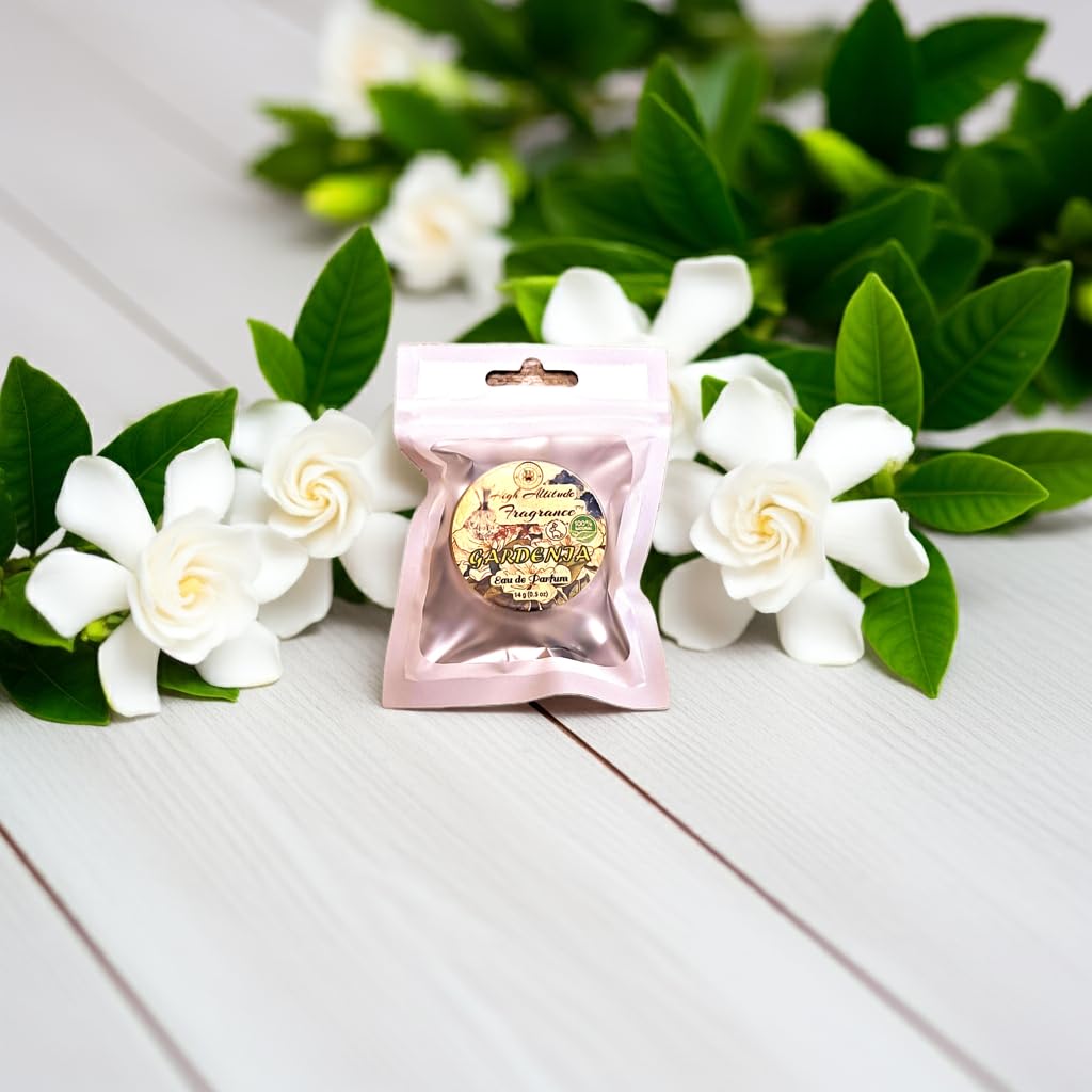 GARDENIA Perfume - Eau de Parfum - Solid Balm - Natural Essential Oils Aromatherapy Fragrance- (Gardenia Grandiflora, Frangipani, Jasmine, Lily, Champaca) Travel, Party Gifts-0.5oz