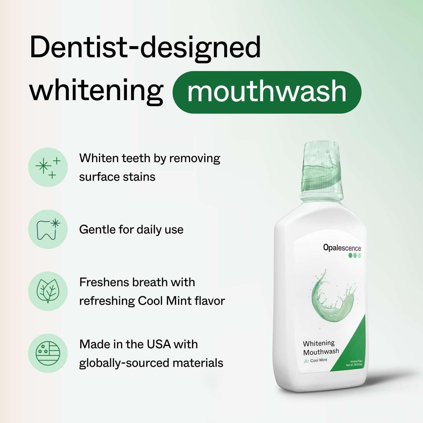 Opalescence Whitening Mouthwash – Teeth Whitening and Fresh Breath Mouthwash for Adults – Hydrogen Peroxide Formula, Alcohol-Free, Cool Mint Flavor (3 Bottles) 15.5 Fl Oz – Made by Ultradent 5447-3T
