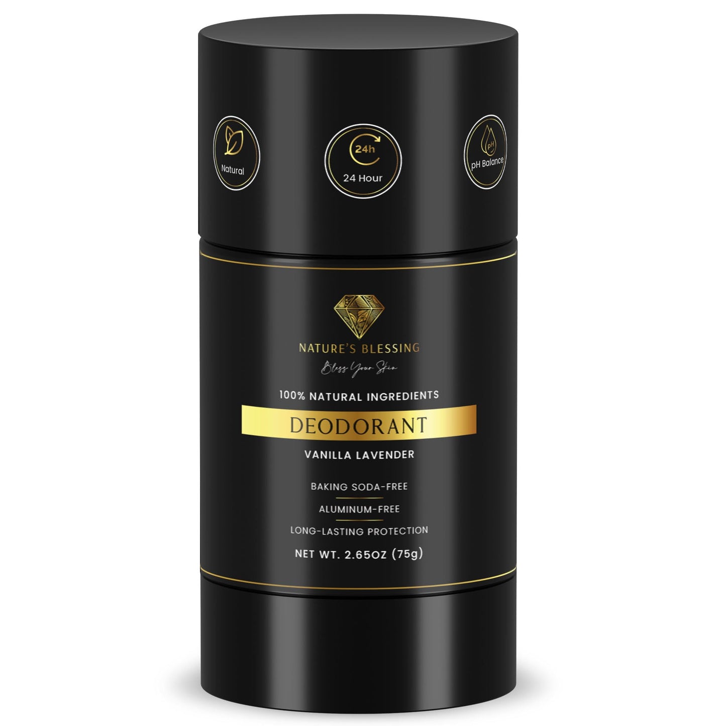 100% Natural Deodorant - Baking Soda & Aluminum Free - Gentle for Sensitive Skin - Long Lasting Protection (Vanilla Lavender)