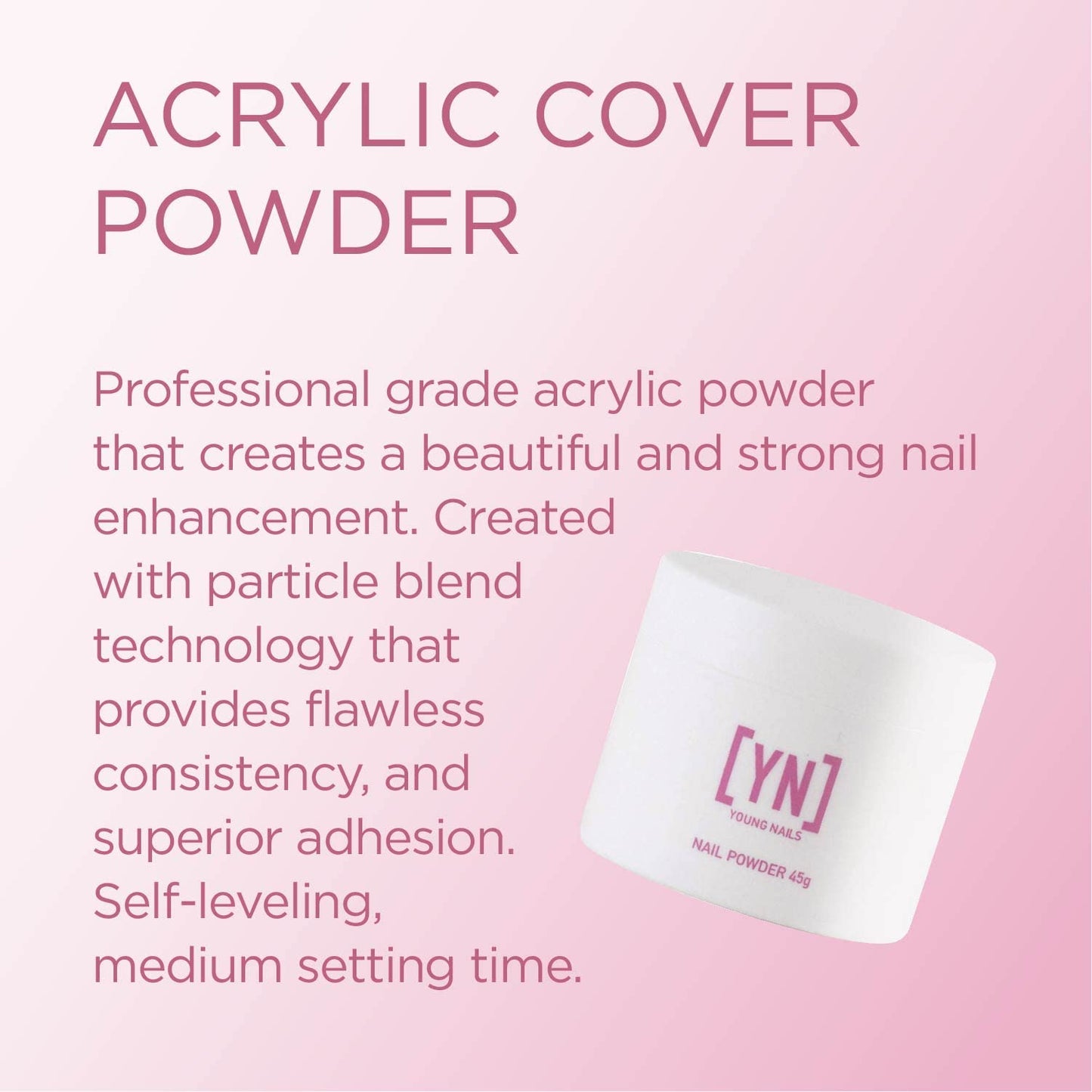 Young Nails Acrylic Cover Powder - Self-Leveling Acrylic Nail Powder, Clear Nude Pink White Acrylic Powder for Nail Extenstion, Professional Grade, Superior Adhesion, Color - Peach, 45g
