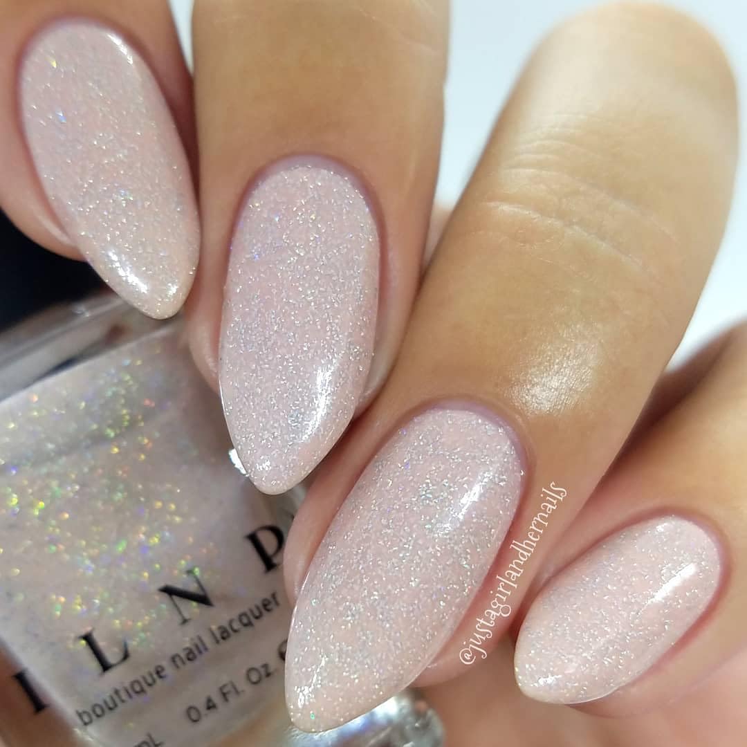 ILNP Birthday Suit - Cashmere Pink Holographic Nail Polish, Sparkly Neutral Nude, Chip Resistant Manicure, Non-Toxic, Vegan, Cruelty Free, Non-Gel