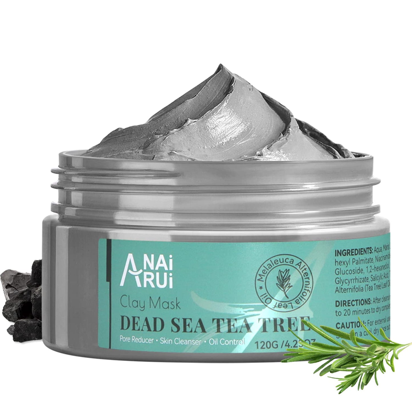 Dead Sea Mud Mask with Tea Tree Oil & Salicylic Acid - Charcoal Pore Cleanser for Acne-Prone Skin | Unisex Detox Face Mask