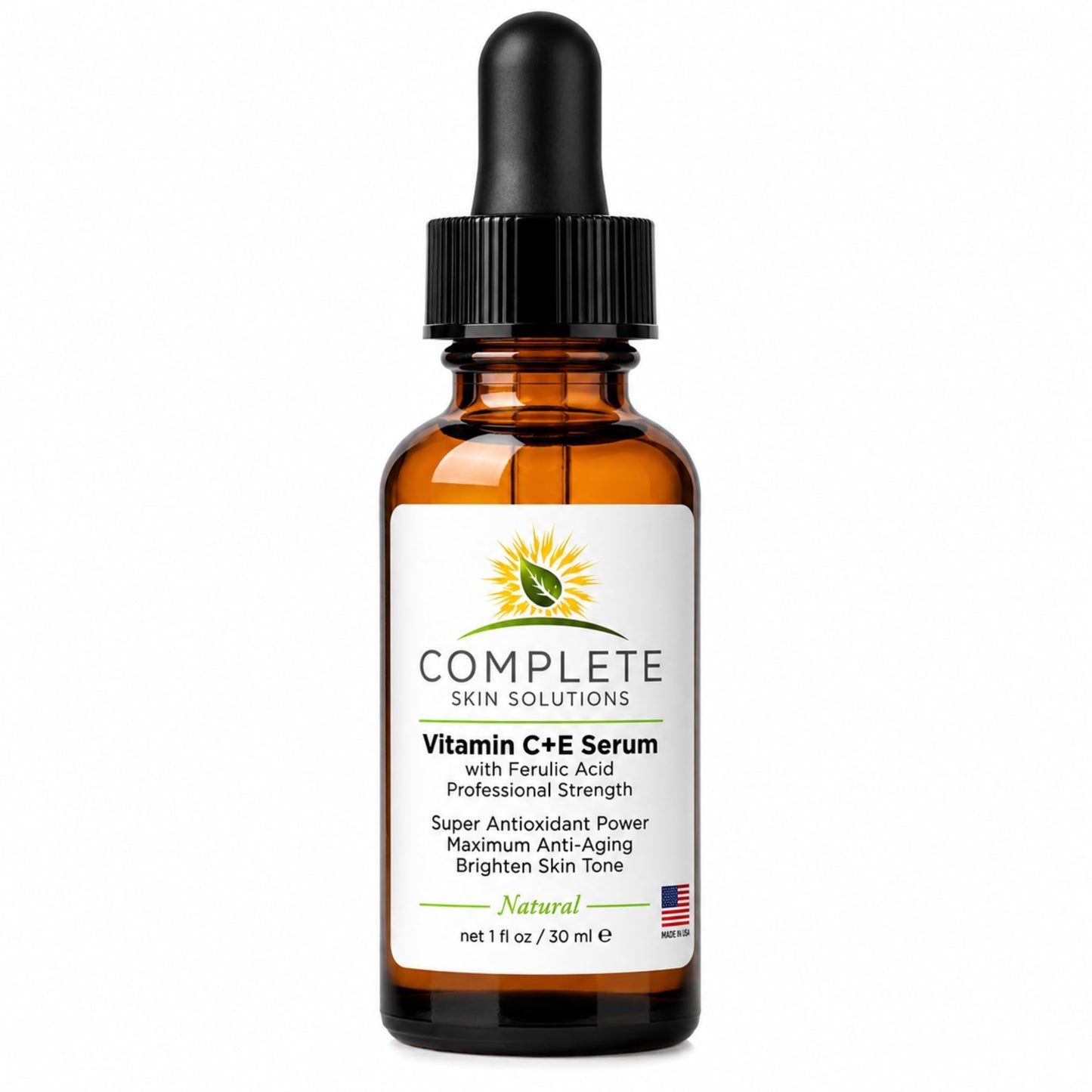 Complete Skin Solutions Natural Vitamin C E Serum with Ferulic Acid 1 oz