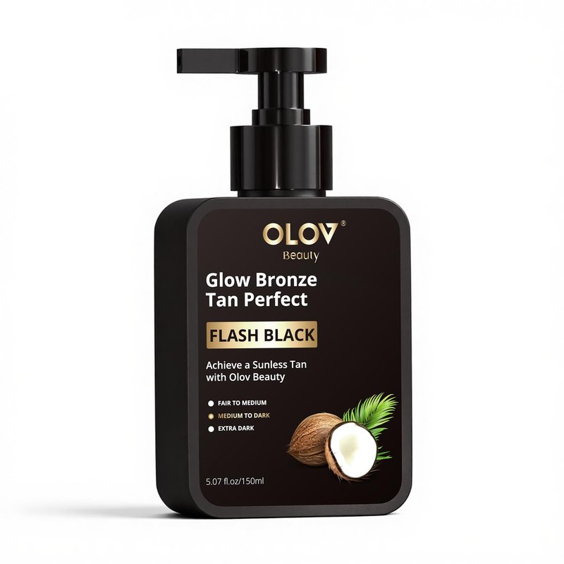 OLOV BEAUTY Self Tanning Lotion -Self Tanner with Shea Butter and Coconut Oil Natural Ingredients for Sensitive Skin Sunless&Moisturising Customisable Medium Dark Fake Tan (5.07 fl oz)