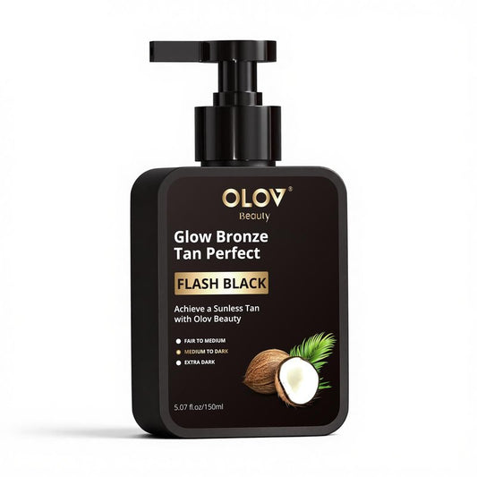 OLOV BEAUTY Self Tanning Lotion -Self Tanner with Shea Butter and Coconut Oil Natural Ingredients for Sensitive Skin Sunless&Moisturising Customisable Medium Dark Fake Tan (5.07 fl oz)