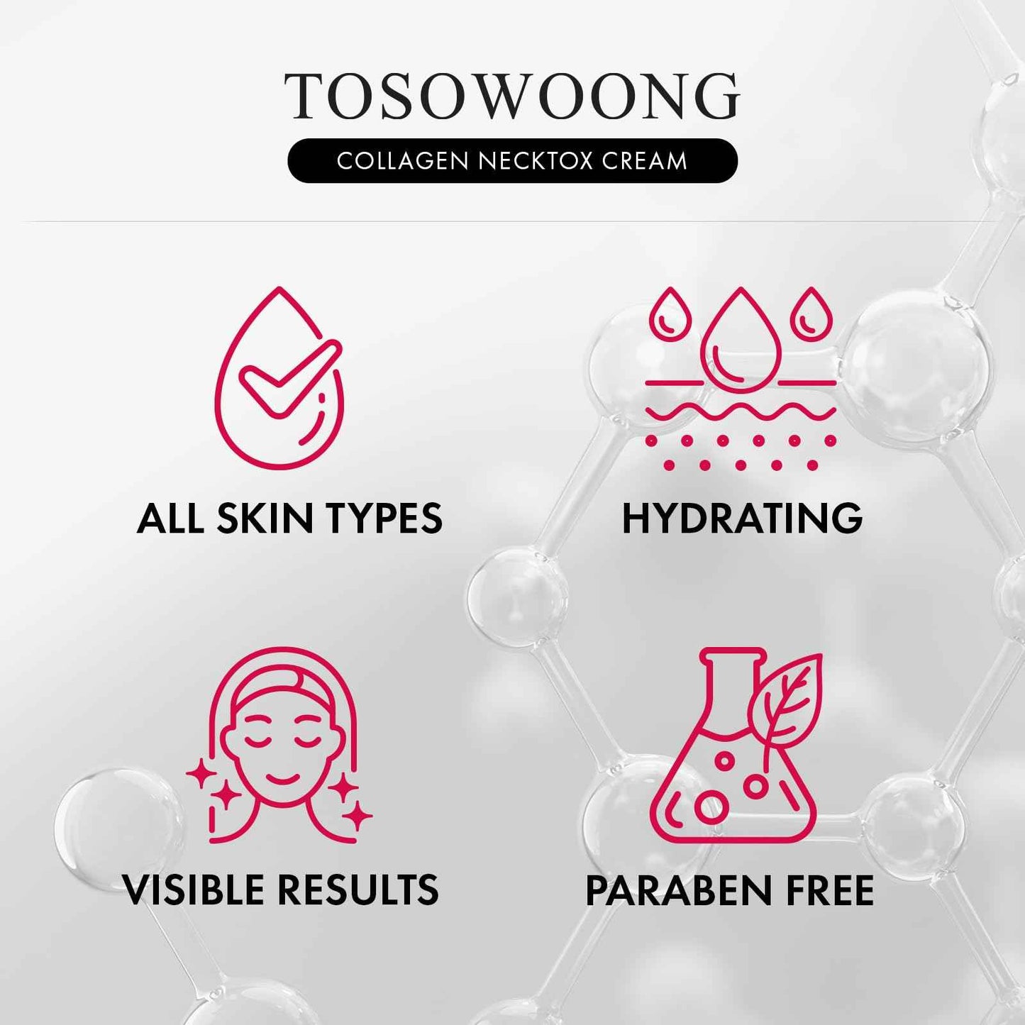 TOSOWOONG Collagen Necktox Cream with Collagen and Hyaluronic Acid for Neck Firming, Anti-aging, Wrinkles and Tightening, Korean Skin Care, 50ml, 1.69 fl. oz.
