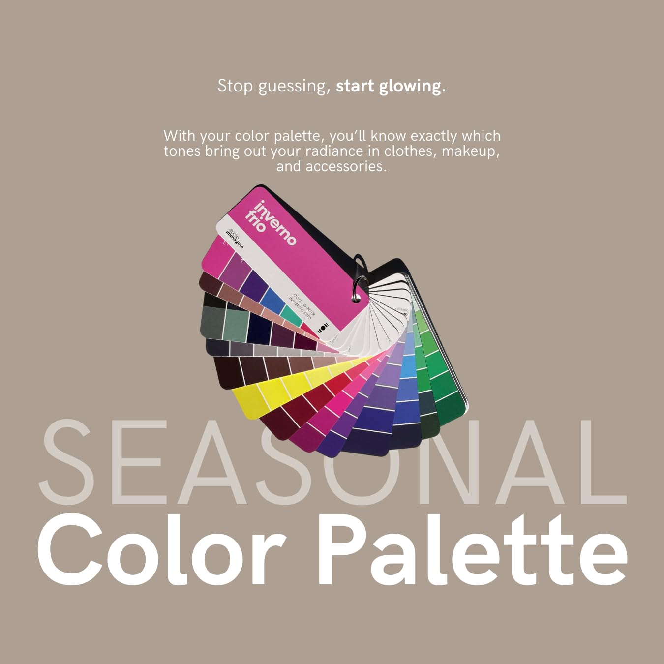 Multilingual Deep Autumn Palette Color Fan by Studio Immagine, Perfect for Smart Shopping and Outfit & Wardrobe Planning; Otono Oscuro/Outono Escuro