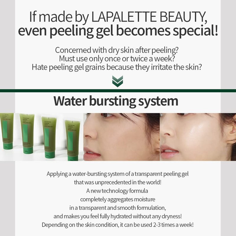 LAPALETTE Calming Green Soft Peeling Gel | Green Tea, Centella Asiatica Extract & Bamboo Sap | Exfoliating W. 84% Moisturizing Essence | Exfoliation Skin | Skin GreenTOX | KBeauty 3.38 fl.oz.