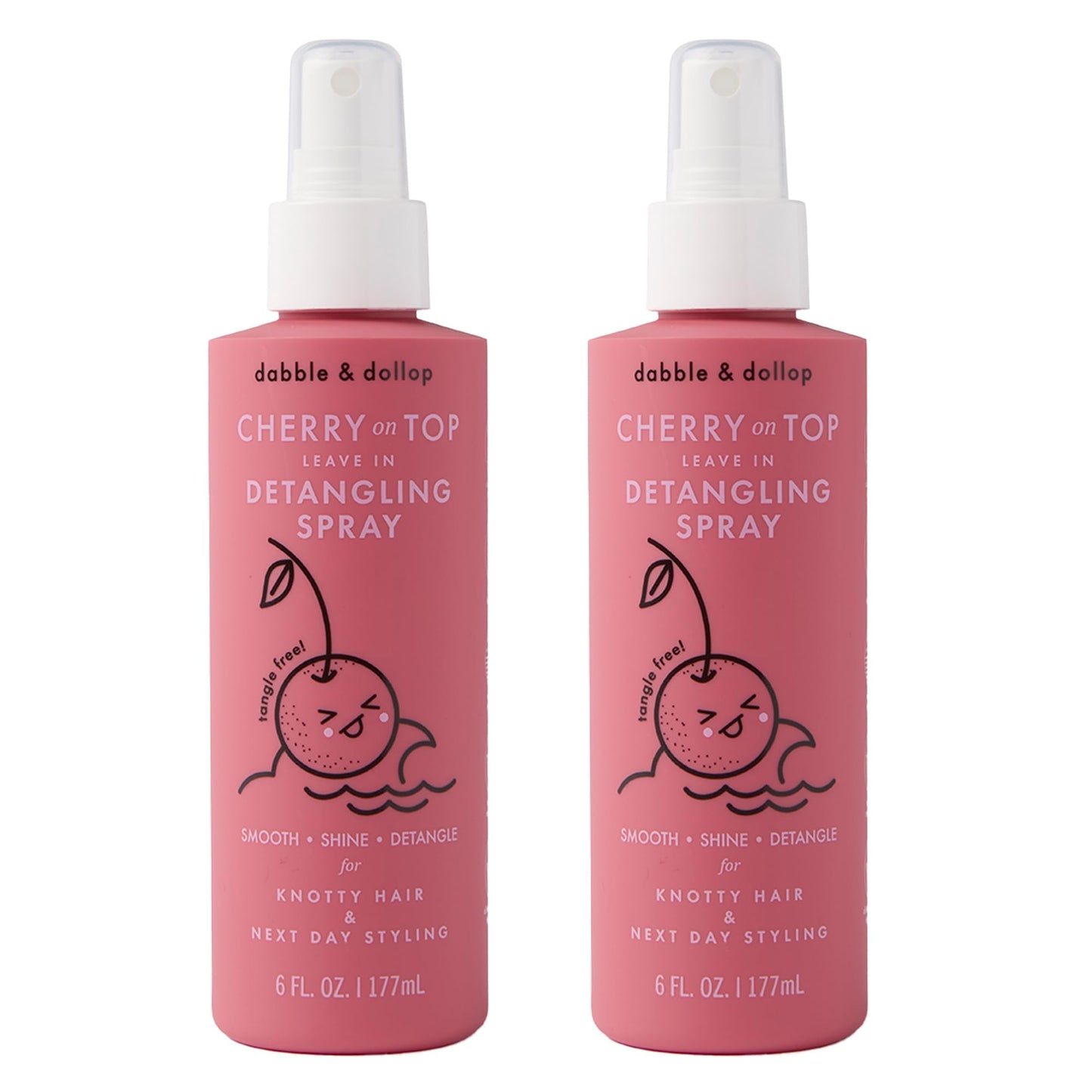 Dabble & Dollop Cherry on Top Kids Detangler Spray – Leave In Conditioner Spray for Kids & Toddlers, Detangling Spray for All Hair Types – Gentle, Naturally Derived, Hypoallergenic (6 oz, Pack of 2)