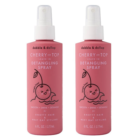 Dabble & Dollop Cherry on Top Kids Detangler Spray – Leave In Conditioner Spray for Kids & Toddlers, Detangling Spray for All Hair Types – Gentle, Naturally Derived, Hypoallergenic (6 oz, Pack of 2)