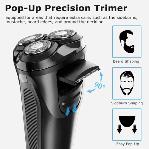 Snapbuy Electric Razor for Men, Snapbuy Electric Razor Pro, USB-C Rechargeable Waterproof Wet Dry Shaver with Pop-up Trimmer, Portable with LCD Display Travel Lock Ideal Gift for Men, Black