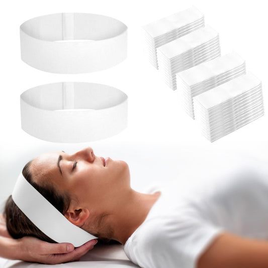 Meifuly 200PCS Disposable Headbands for Women, Soft & Stretchy Non-woven Fabric Spa Hairband for Makeup, Washing Face, Esthetician Salon Supplies, Travel