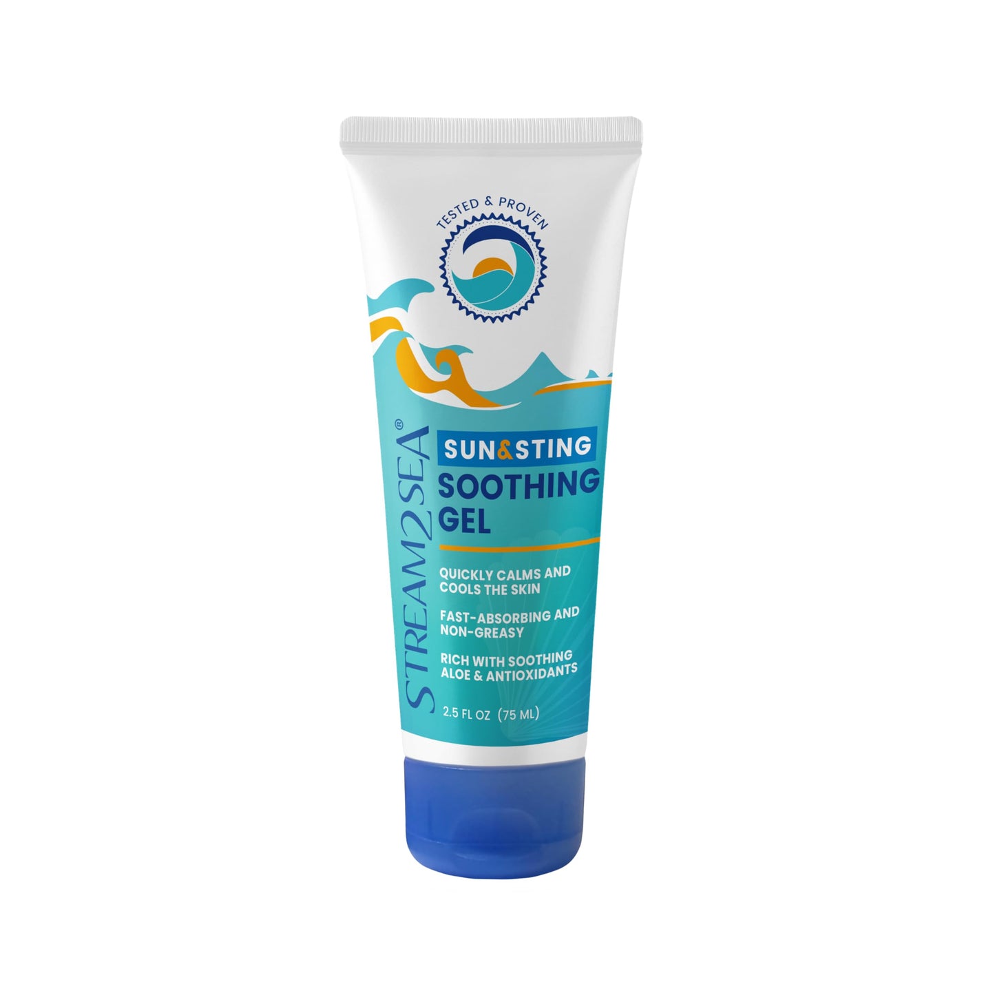 STREAM 2 SEA Sun & Sting Soothing Gel — Sunburn, Insect Bite & Jellyfish Sting After-Sun Care, Antioxidant Blend with Aloe, Green Tea & Wakame, Biodegradable Travel Size, 2.5 Fl Oz