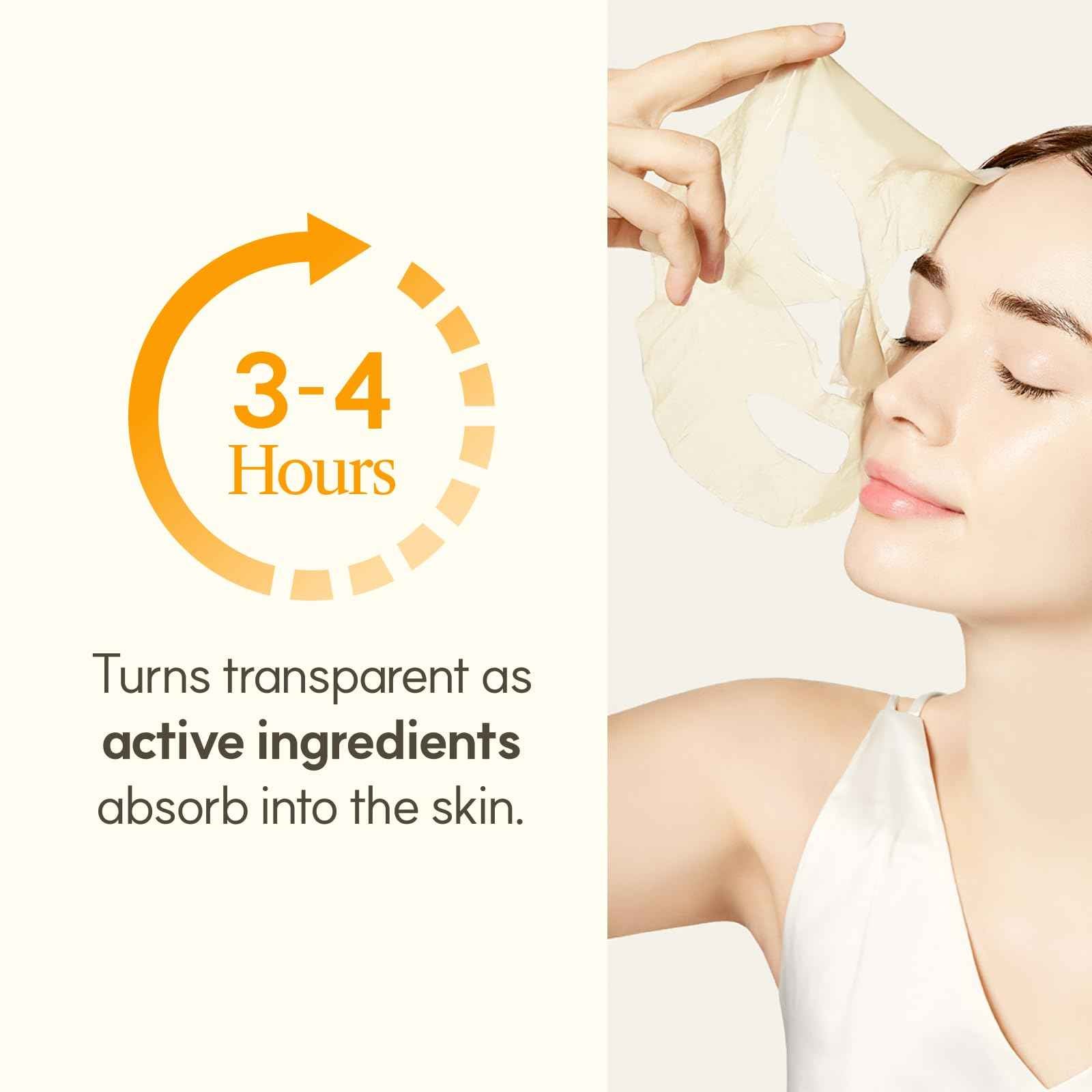 THE FACE SHOP Vita-Toning Vegan Collagen Face Mask, Korean Glass Skin Essential, Hydrogel Mask for Moisturizing & Skin Elasticity, Improves Uneven Tone, 4EA