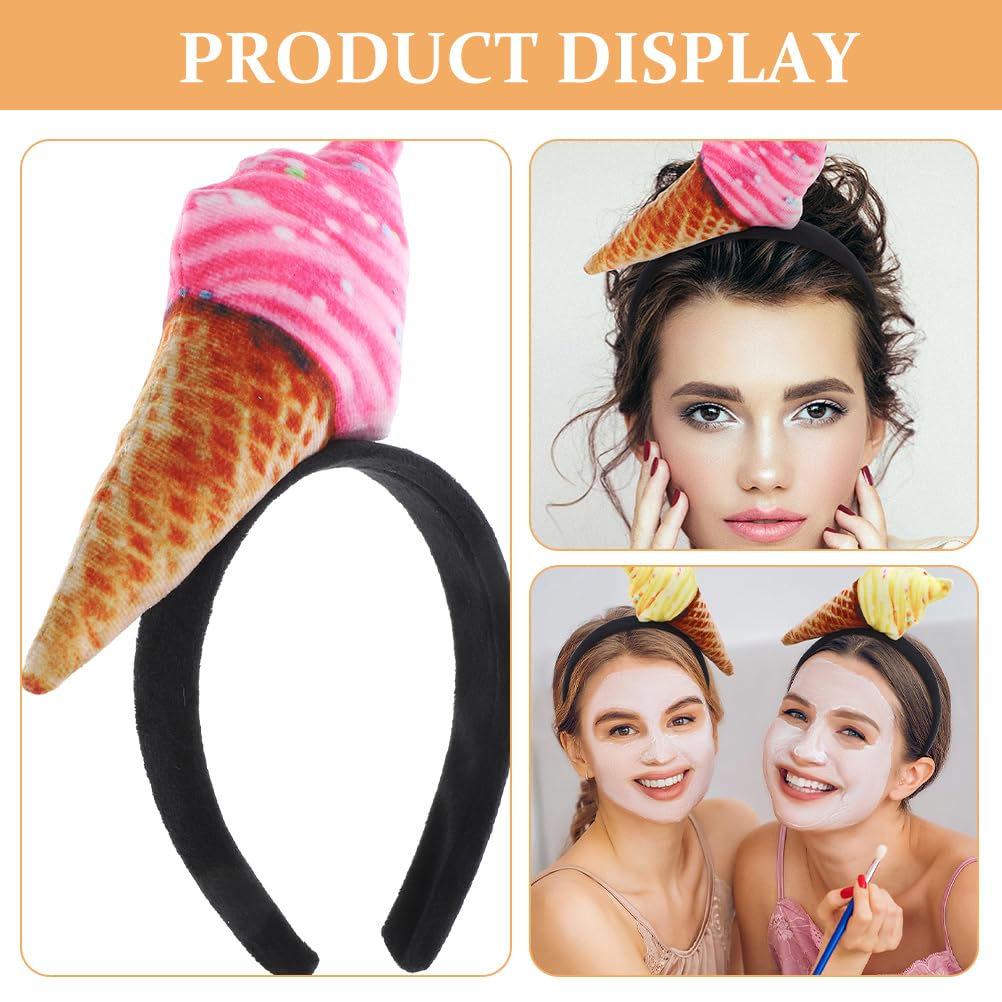 Ice Cream Headband Set - Cute Cone Hair Bands for Makeup & Face Washing | 2-Pack
