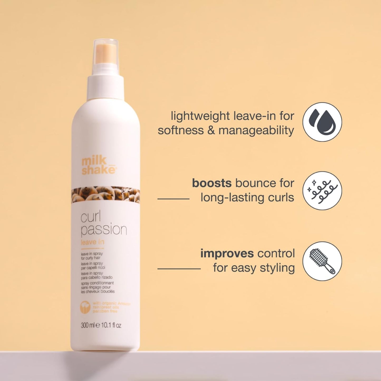 Curl Passion Leave-In Conditioner - Moisturizing Formula for All Curl Types | Detangles, Softens & Adds Bounce | 10.1 fl oz / 300 mL