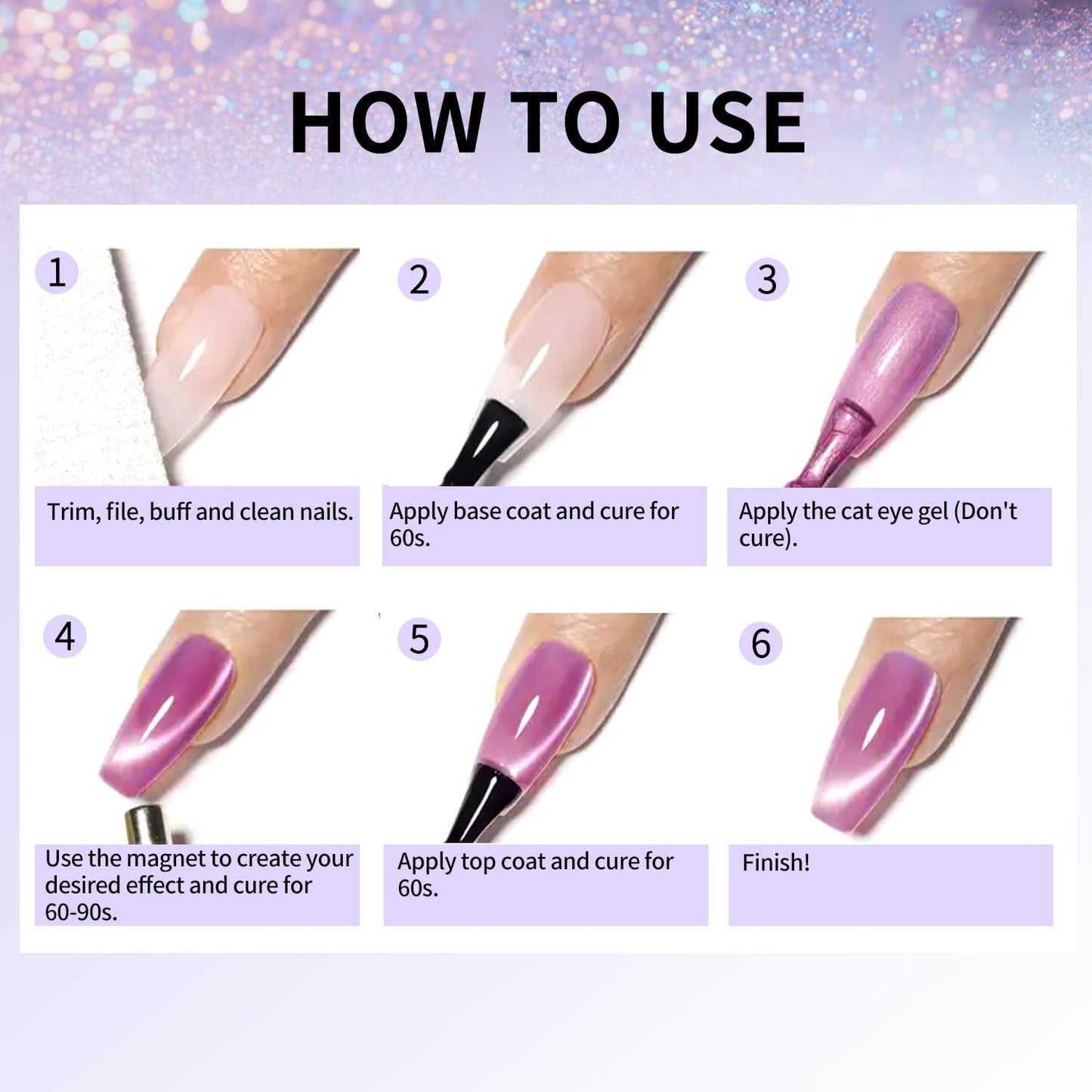 finger secret 10ml Gel Cat Eye Nail Polish Kit - 9Pcs Cat Eye Magnetic Nail Polish With Magnetic Iron Rod Double Ended Nail Tool, Long-Lasting and Non-Fading Creating Fashionable Manicures