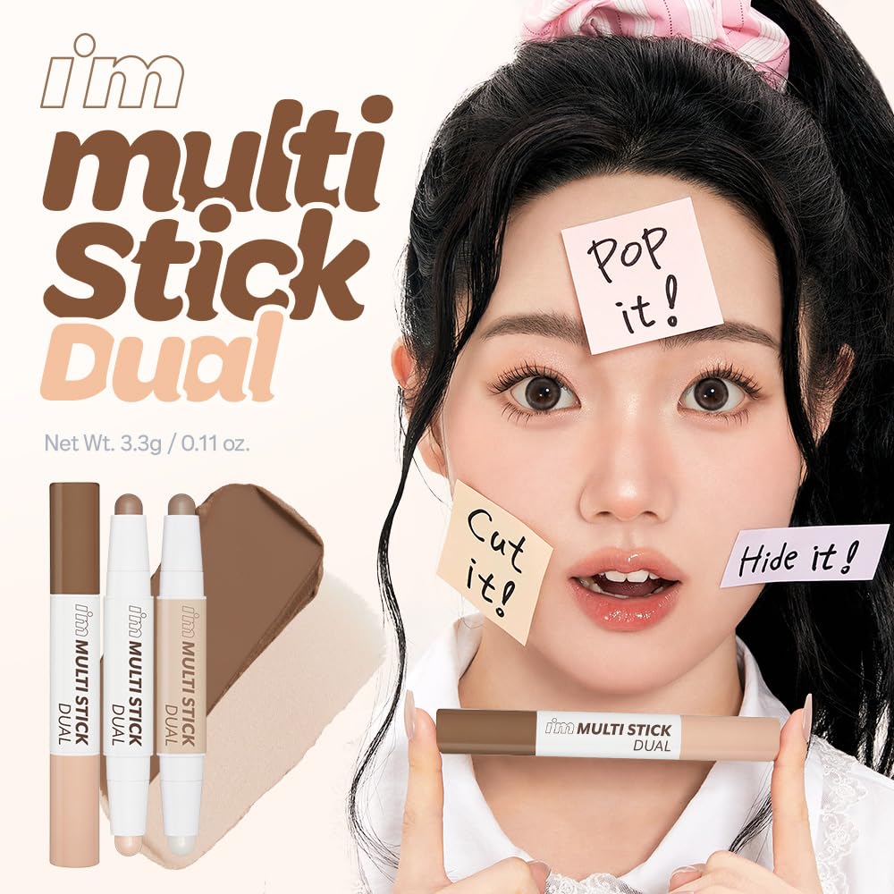 I'M MEME I'm Multi Stick Dual 002 Cool Contouring | Two Shade Shading and Highlighting Matte Finish | Suitable for Beginners Portable Size, Teen Girl Gifts, Gifts for Women, Beauty Gifts