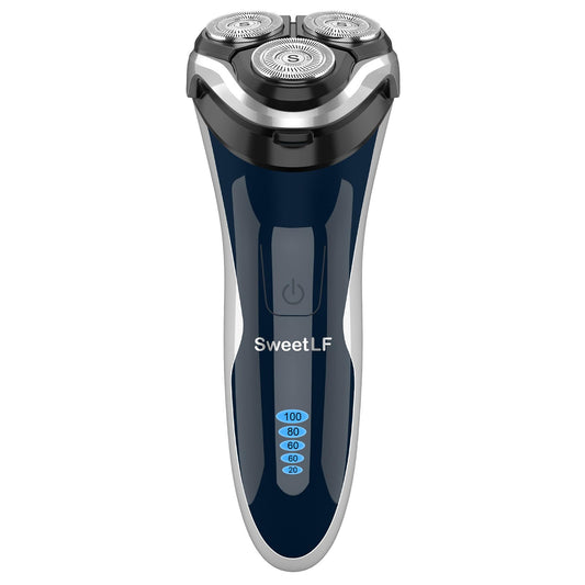 SweetLF Electric Razor for Men, 100% Waterproof, Type C Rechargeable, Wet & Dry Rotary Shaver, Pop-up Trimmer, Corded & Cordless, Navy Blue