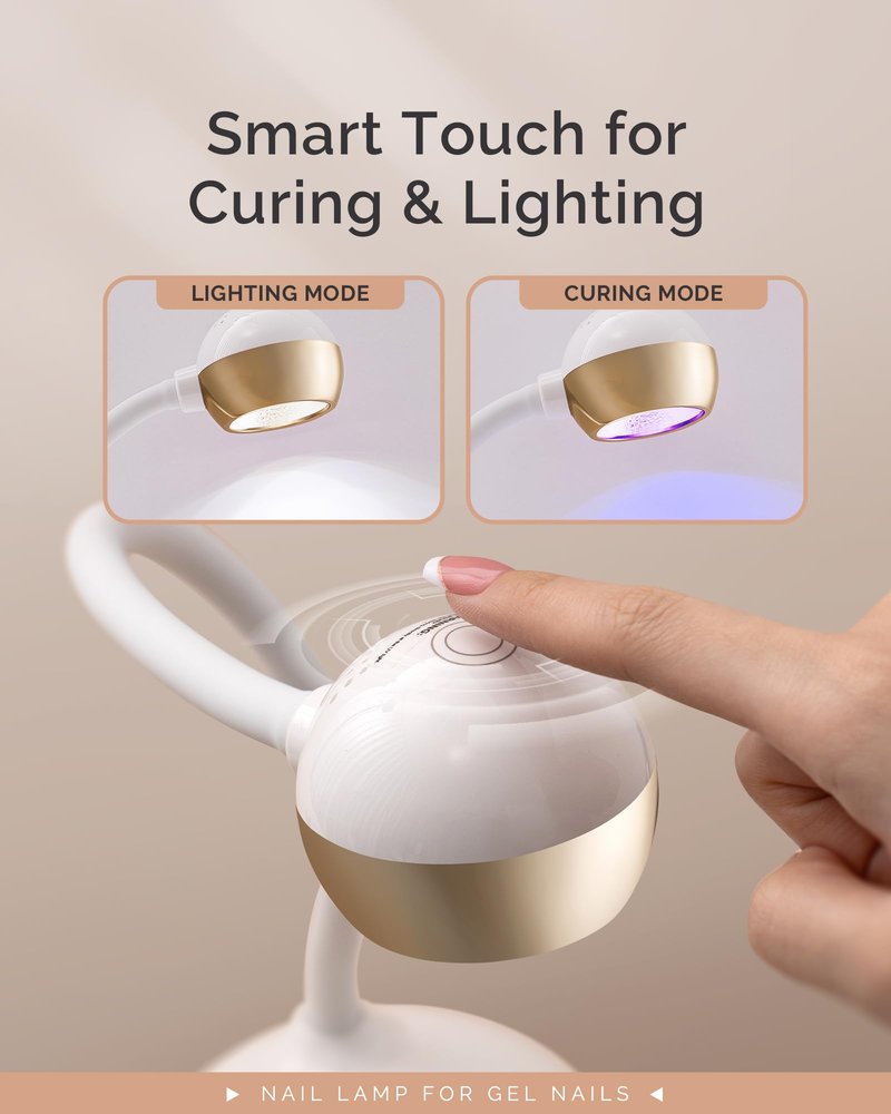 MelodySusie Gooseneck Cordless UV Nail Lamp with Adjustable Light Angle, S-Pro09M 2-in-1 Rechargeable Fast Curing Nail Dryer Cures All Gels, Especially Rhinestone Glue & Liner Gel Polish