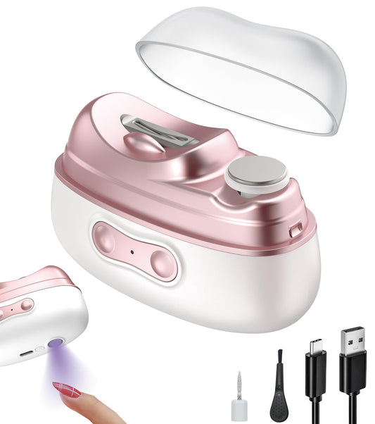 3-in-1 Electric Nail Clipper, Built-in Uv Nail Lamp & Debris Storage Box, Ideal for Outdoor Emergency Nail Care. 2-Speed Settings, Suitable for Babies, Adults and The Elderly.