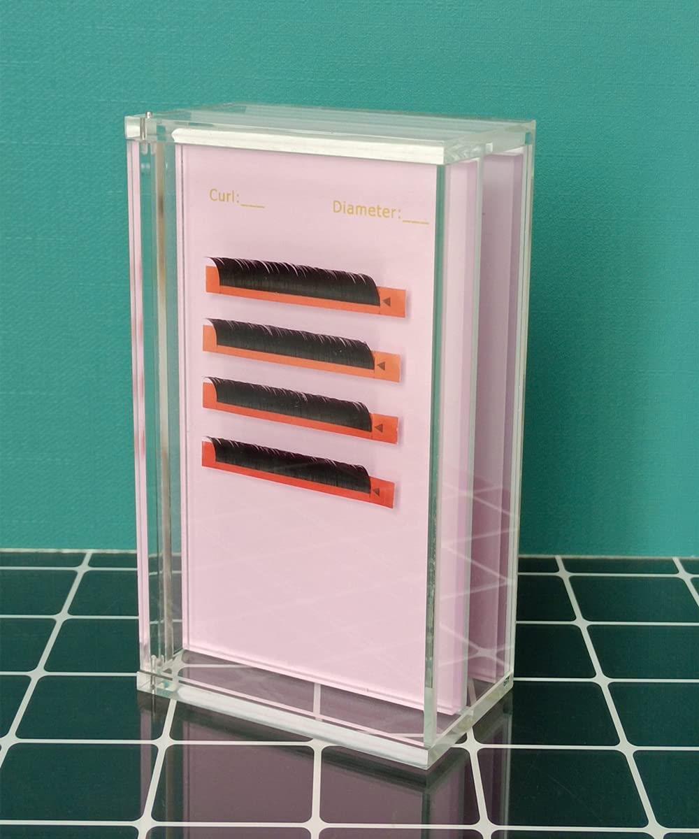 LIXIMMAZN 2 Layers Acrylic Eyelash Pallet Organizer Box, Grafting Eyelash Clear Makeup Display Container for False lashes Transparent Storage Case (Pink)