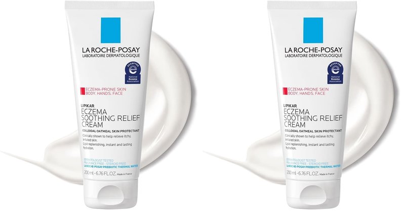 La Roche-Posay Lipikar Soothing Relief Eczema Cream,Face and Body Lotion For Eczema and Sensitive,Dry Skin,Moisturizer with Colloidal Oatmeal to Relieve Irritation,(Pack of 2)